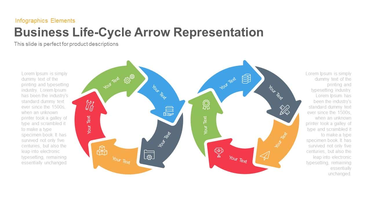 Business Life Cycle Template Arrow Representation for PowerPoint and