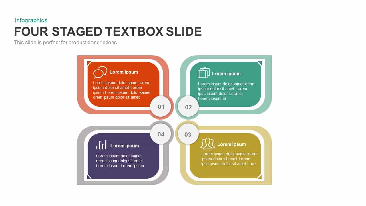  Four  Staged Textbox Powerpoint and Keynote Slide SlideBazaar