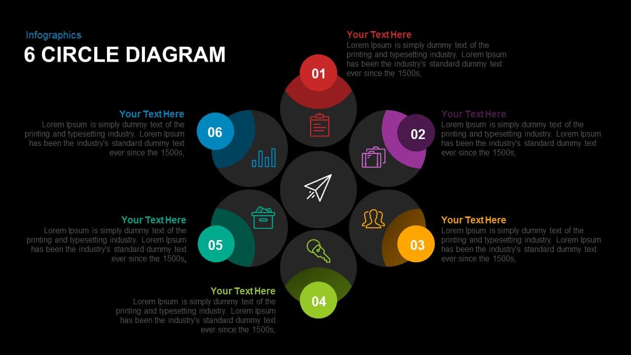 6 Circle Diagram PowerPoint Template and Keynote Slide