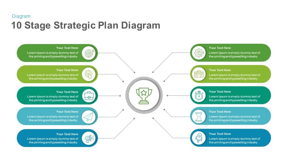 10 Stage Strategic Plan Diagram Template For Powerpoint And Keynote 0210