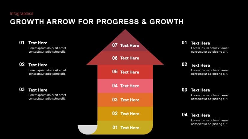 Progress And Growth Arrow PowerPoint Template And Keynote