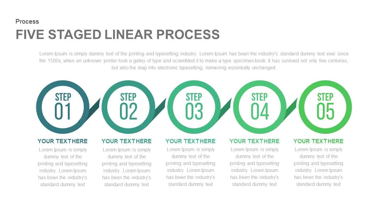 5 Staged Linear Process Diagram Powerpoint Template And Keynote 3897