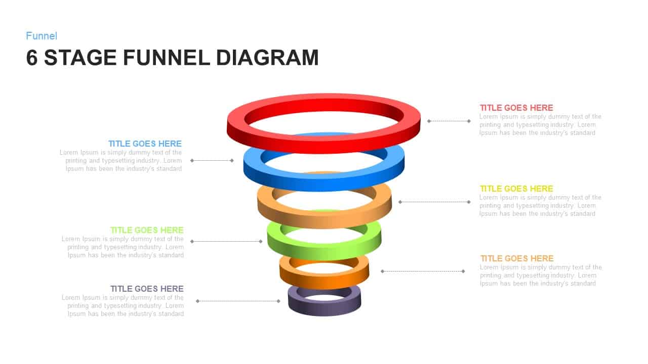 6 Stage Funnel Diagram PowerPoint Template And Keynote Slide