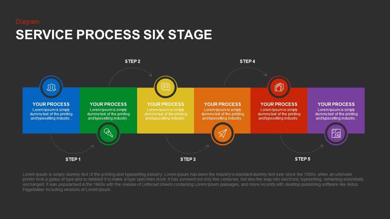 6 Stage Process Diagram Powerpoint Template And Keyno 4455