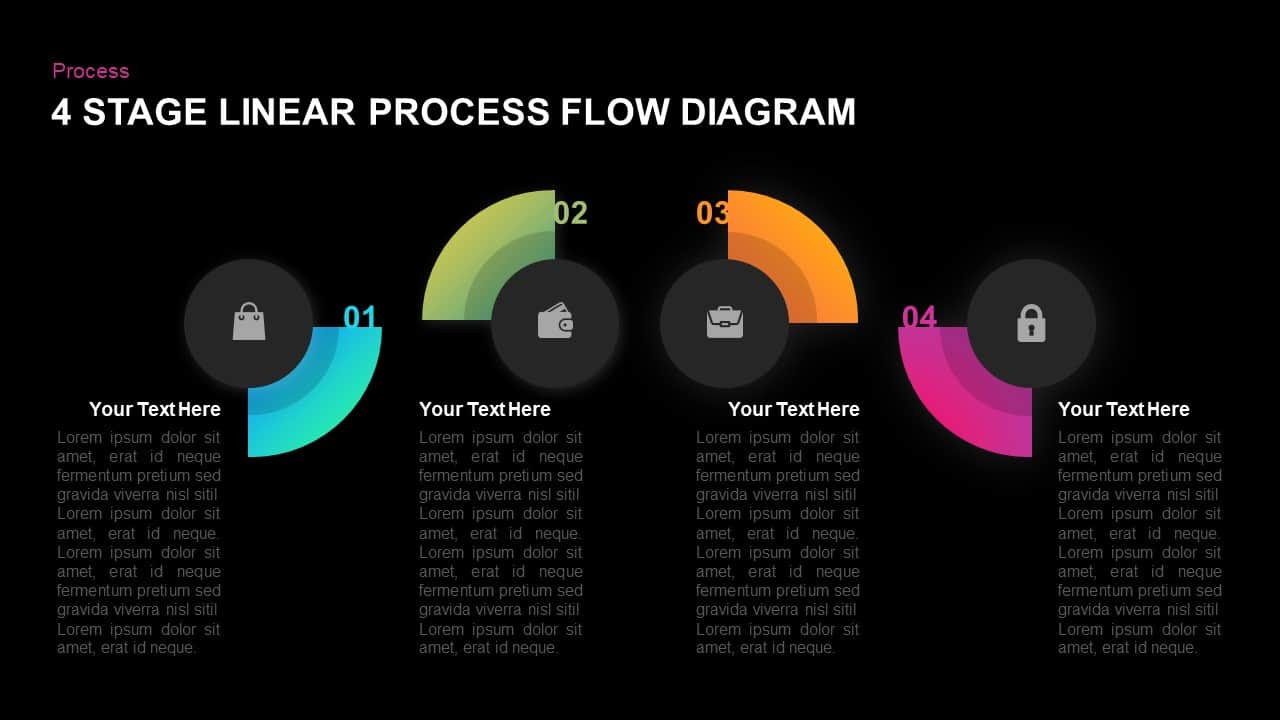 Five Stage Linear Process Flow Diagram 7004