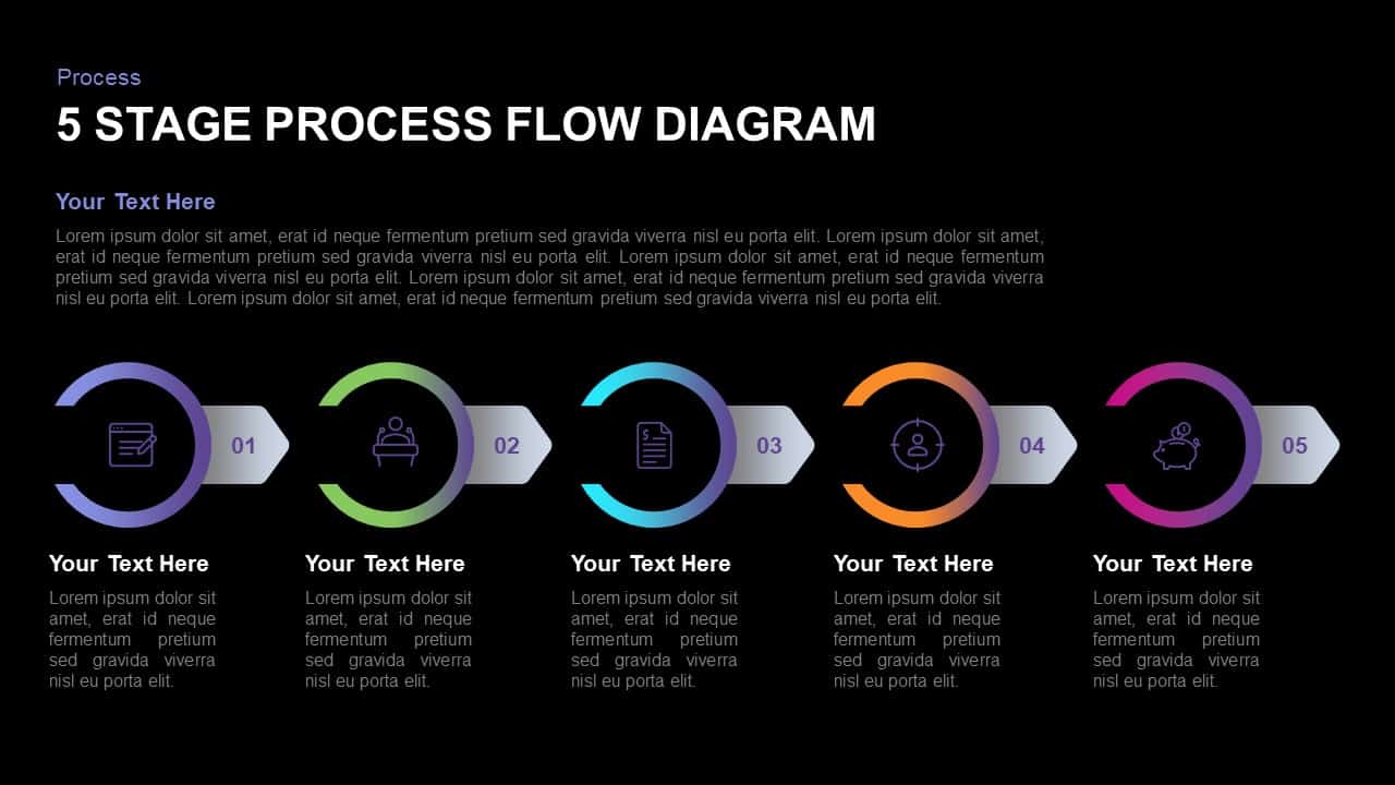 5 Stage Process Flow Diagram Template For Powerpoint And Keynote 4696